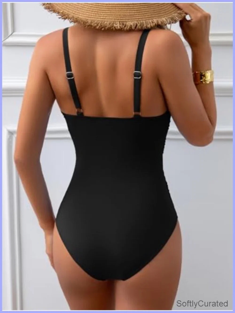 Mesh One Piece Swimsuit with V-Neck Push Up and Tummy Control